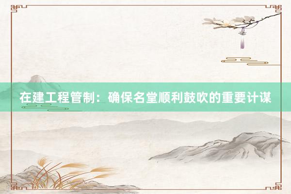 在建工程管制：确保名堂顺利鼓吹的重要计谋